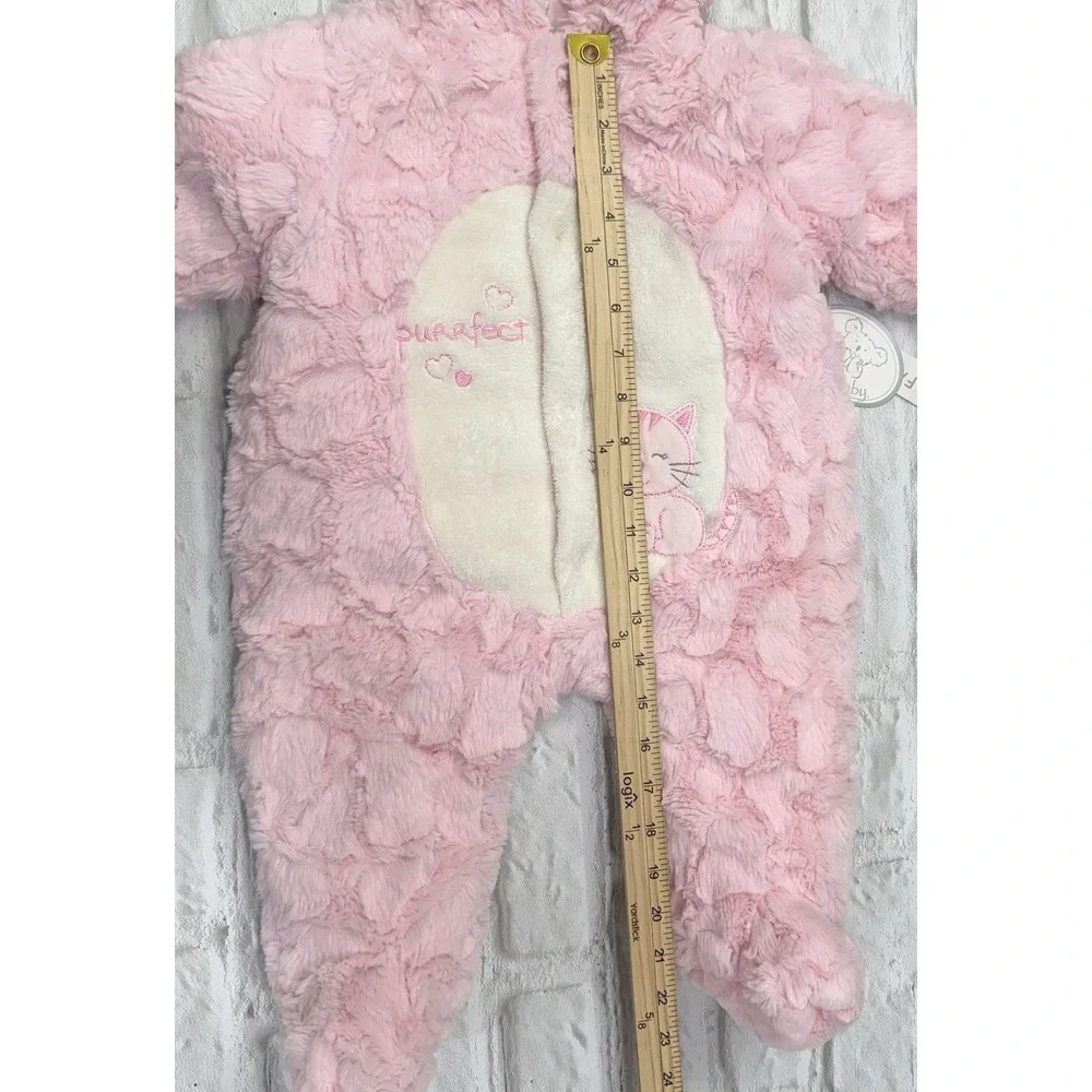 Infant Baby Girls Winter Jumpsuit 6M Pink‎ Fur Hooded Outfit Kitten Warm Fuzzy